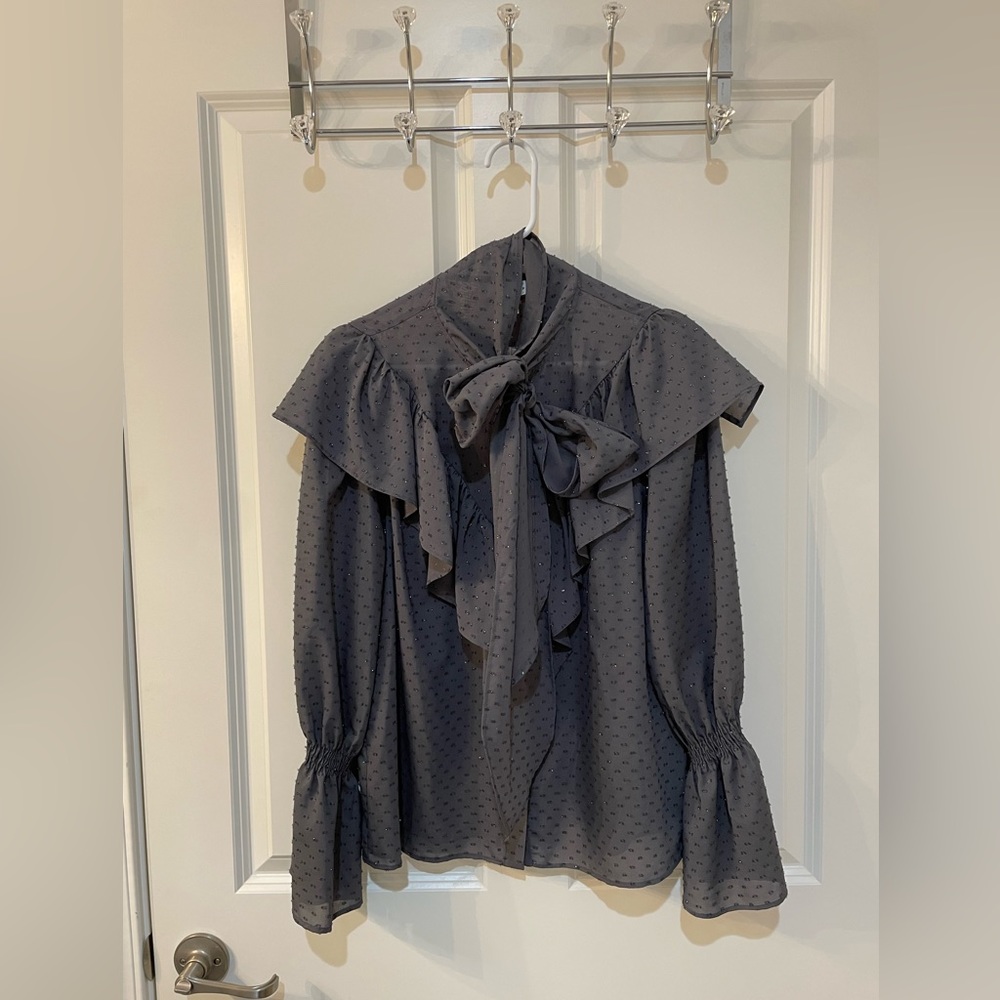 Gray Topshop Button Up Blouse Size 6